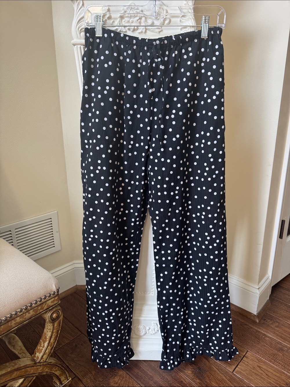 Grayson Threads Black and White Polka Dot Wide-Leg Pants